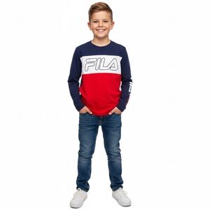 FILA Youth Large Boy’s 14/16 Long Sleeved Navy Red White Shirt Top